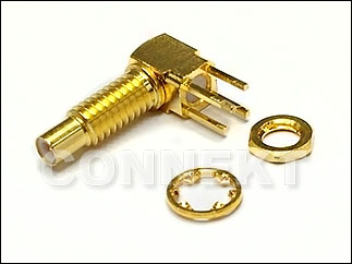 SSMC 50-Ohm-Buchse für P.C.B.-Montage (Durchführung) - SSMC Stecker, Mutter und Unterlegscheibe